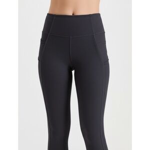 Zella Leggings Womens Size S Dark Gray High Waisted Ribbed Pockets Athleisure Yo